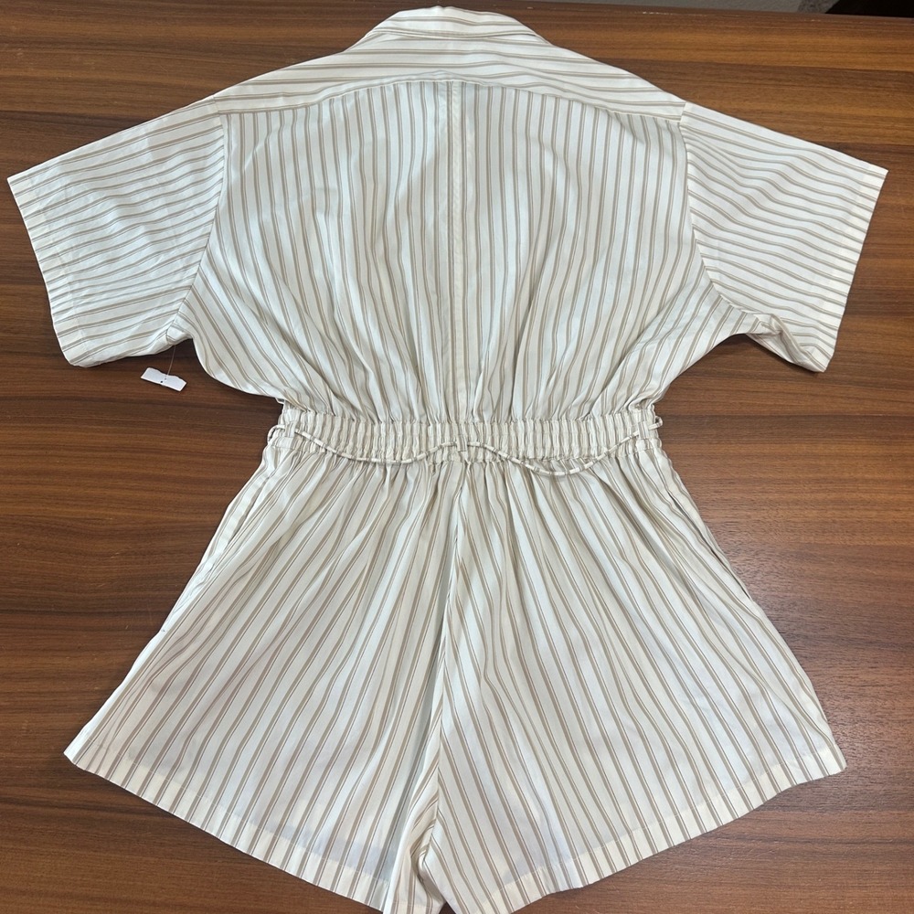 Faithfull the Brand Faia Playsuit Romper Butter Stripe 10, Minimalist Relaxed - Picture 14 of 16